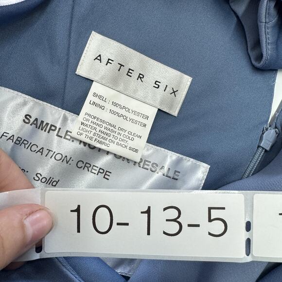 After Six Dress Womens 8R Larkspur Blue V Neck Keyhole Crepe Trumpet Gown 6821 - Picture 5 of 10